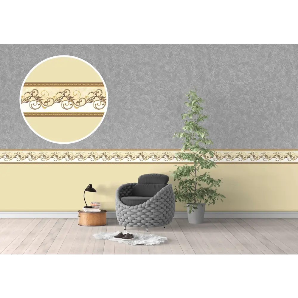 Бордюр бумажный «Симфония» Б-014 0.06x14 м, вензель, цвет бежевый STLM-2016149 - Вид №2