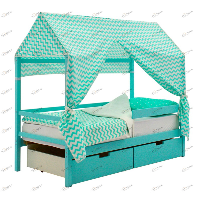 Крыша для кровати-домика текстильная Svogen зигзаги мятные БЕЛЬМАРКО  00-3833090 Голубой Santreyd 