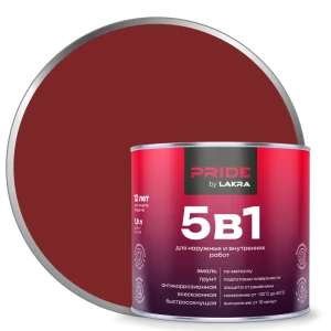 ЛАКРА Грунт-эмаль 5 в 1 для защиты металла от ржавчины, оксид красный 1.9 л 89410852