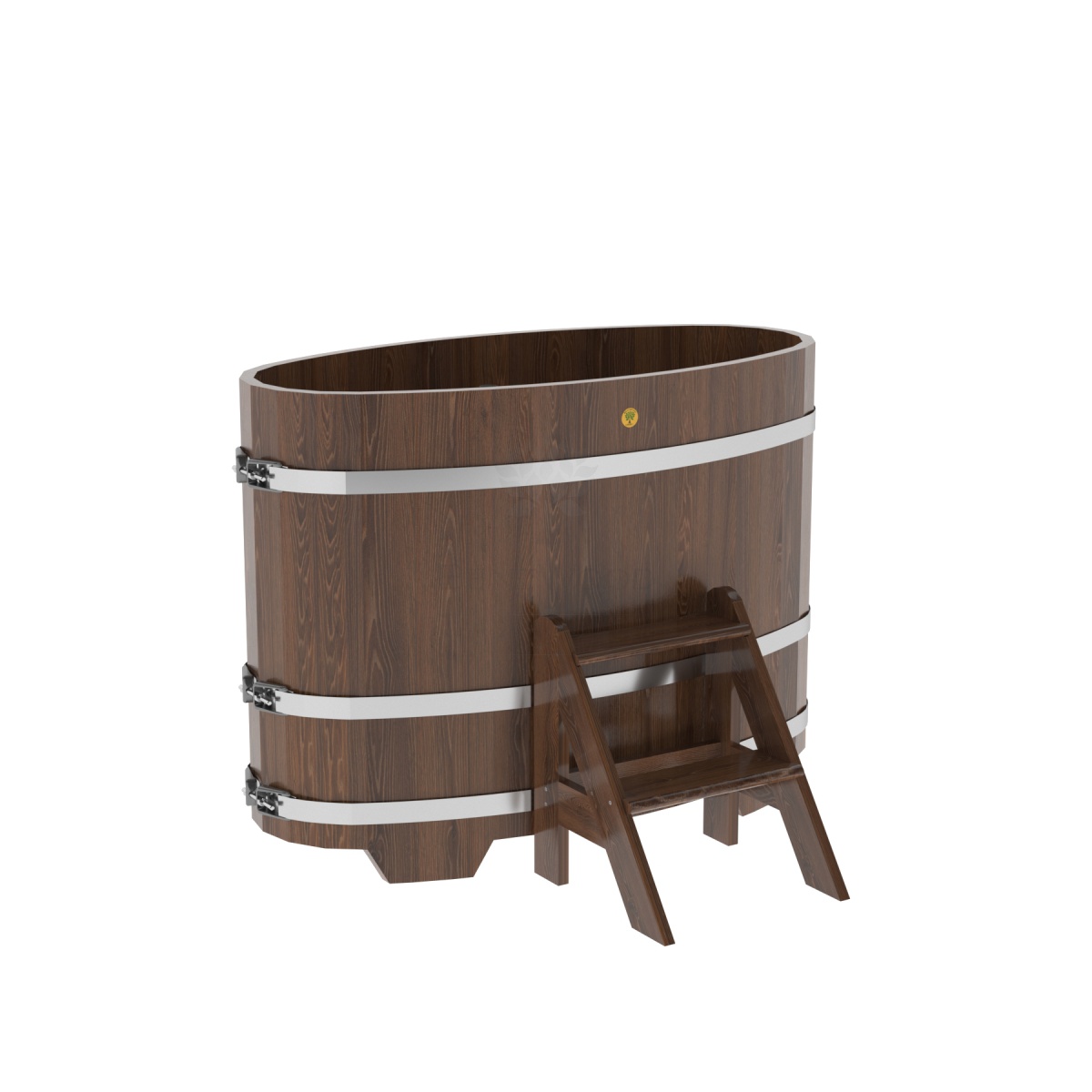 1264 Купель овальная из дуба 0,69х1,31х1,0 морёная Alyarus 