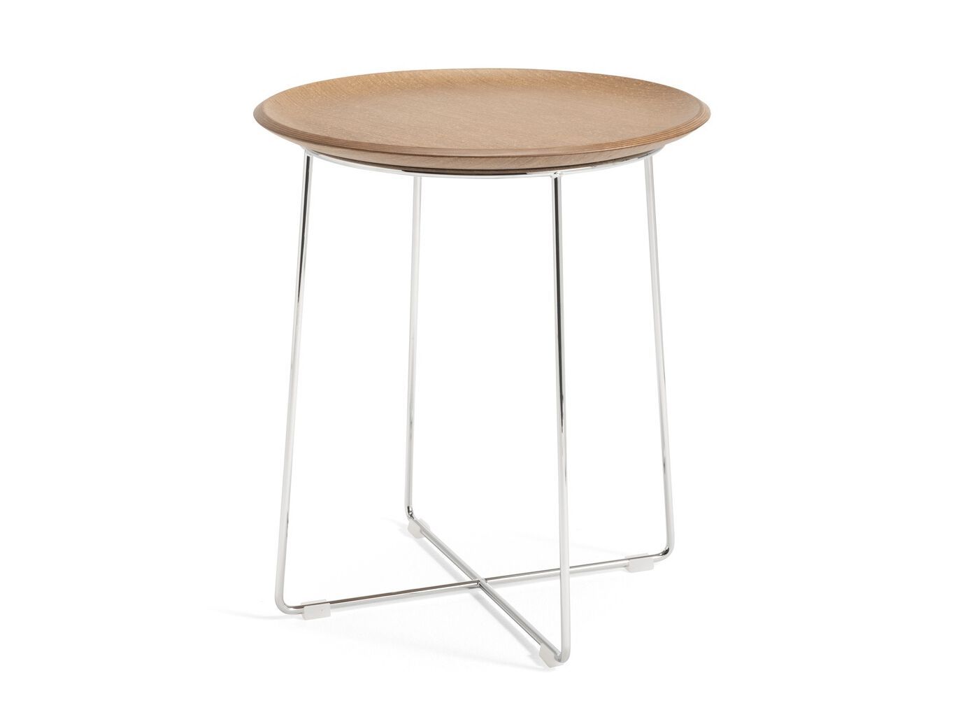 Круглый стальной и деревянный журнальный столик с подносом Kartell Smart Wood ARCH-00060806