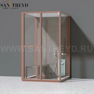 Effegibi H SMALL LO82030002 Комбинированная баня: хаммам и душ. Установка: к стене. Левая дверь. Мощность: 3 кВт макс. Размеры: длина 131 см, ширина 92 см. Отделка: матовый лакированный коричневый аллюминий и темный ламинат из керамогранита.