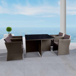 T300A/Y300A-W53 Brown 4Pcs Комплект плетеной мебели Afina