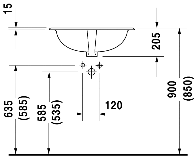 0472624700 Накладная раковина под столешницу  овальная Duravit Duraplus - Вид №2