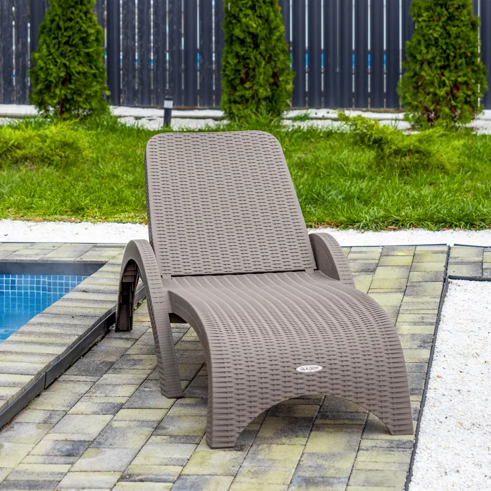 Шезлонг без подушки Rattan 187x44 см пластик серый Santreyd STLM-2071443 - Вид №14