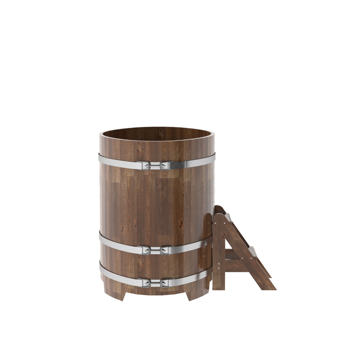 1495 Купель овальная из сращенных ламелей лиственницы 0,80х1,42х1,1 морёная Alyarus  - Вид №2