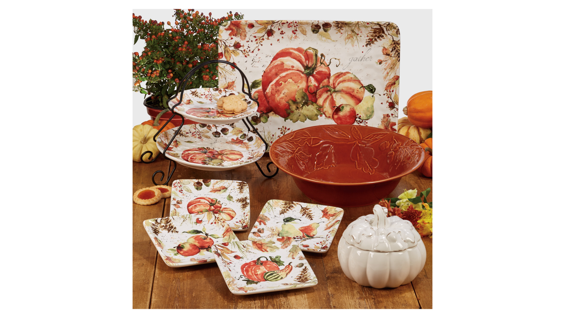 10642245 Certified International Блюдо двухъярусное Certified Int. Осенние краски 18см, 23см, керамика Керамика  - Вид №1