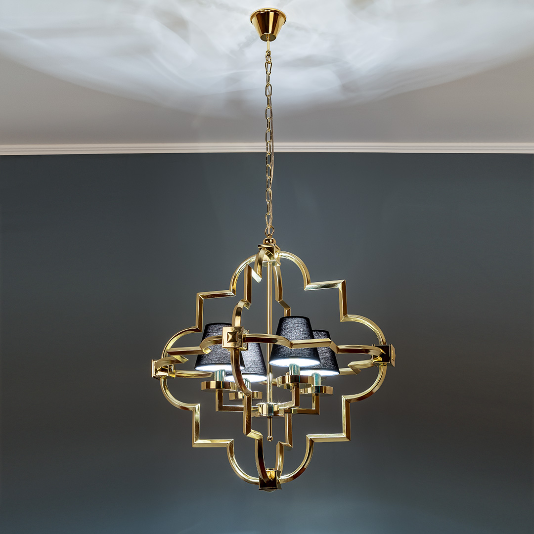Люстра подвесная с абажуром золотая Frezia Light 116025 FREZIA LIGHT ДИЗАЙНЕРСКИЕ 00-3953609 Золото;черный  - Вид №1