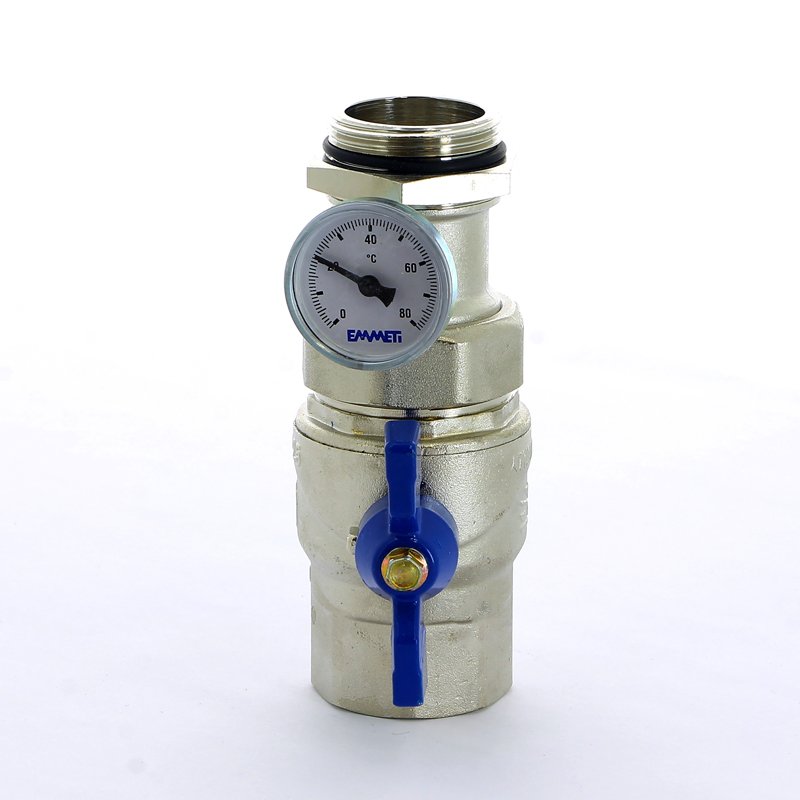 Кран сгон НВ 1"1/4 с термометром для коллектора бабочка 2 шт EMMETI 1306132 - Вид №2