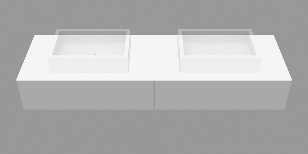 DSKTP55200 Подвесная раковина настенная прямоугольная Dimasi Modul Desk белая - Вид №1