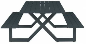 MOBIKA GARDEN Прямоугольный алюминиевый стол для пикника со встроенными скамейками