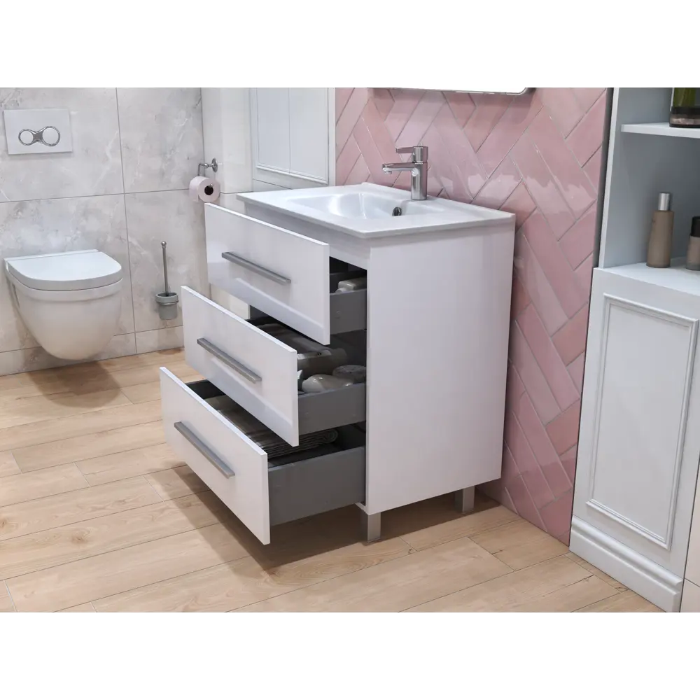 Тумба под раковину напольная Vigo Yuma 75 см цвет белый STLM-2060166 - Вид №8