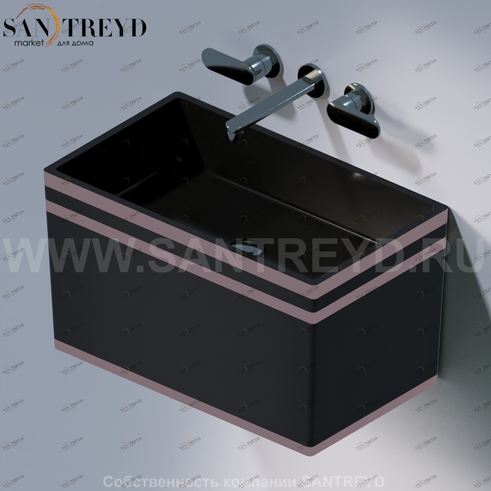 L111.476R Подвесная раковина настенная овальная A. e T. Italia TOWER черная AeT ITALIA