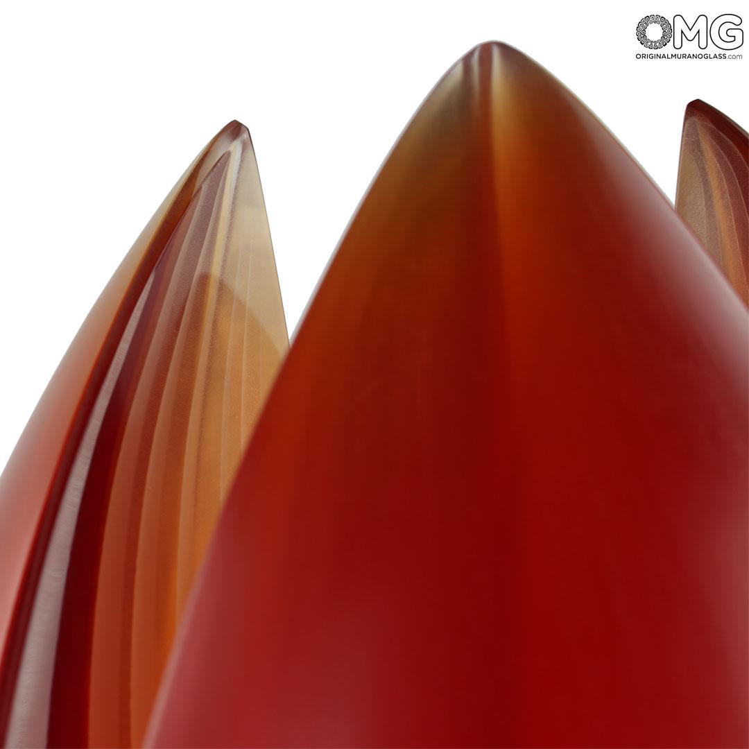 248 ORIGINALMURANOGLASS Скульптура Цветок лотоса - автор Alessandro Barbaro - муранское стекло OMG 20 см  - Вид №1