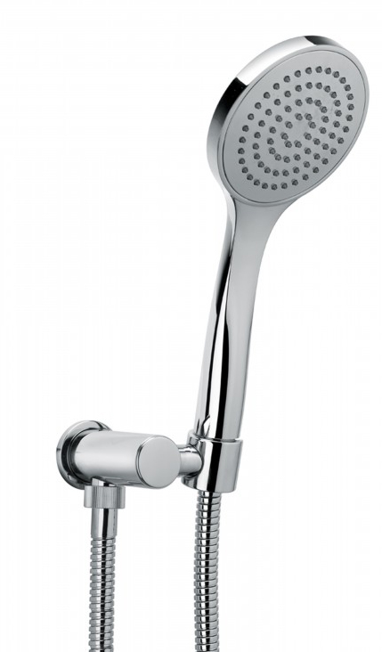 936 / PR Душевой набор с коленом для подачи воды, ориентируемый кронштейн Ø мм. 100 однофункциональный ручной душ мм. 1500 и гибкий шланг с двойным замком, конический 1/2 дюйма. Bongio Wellness 936/PR