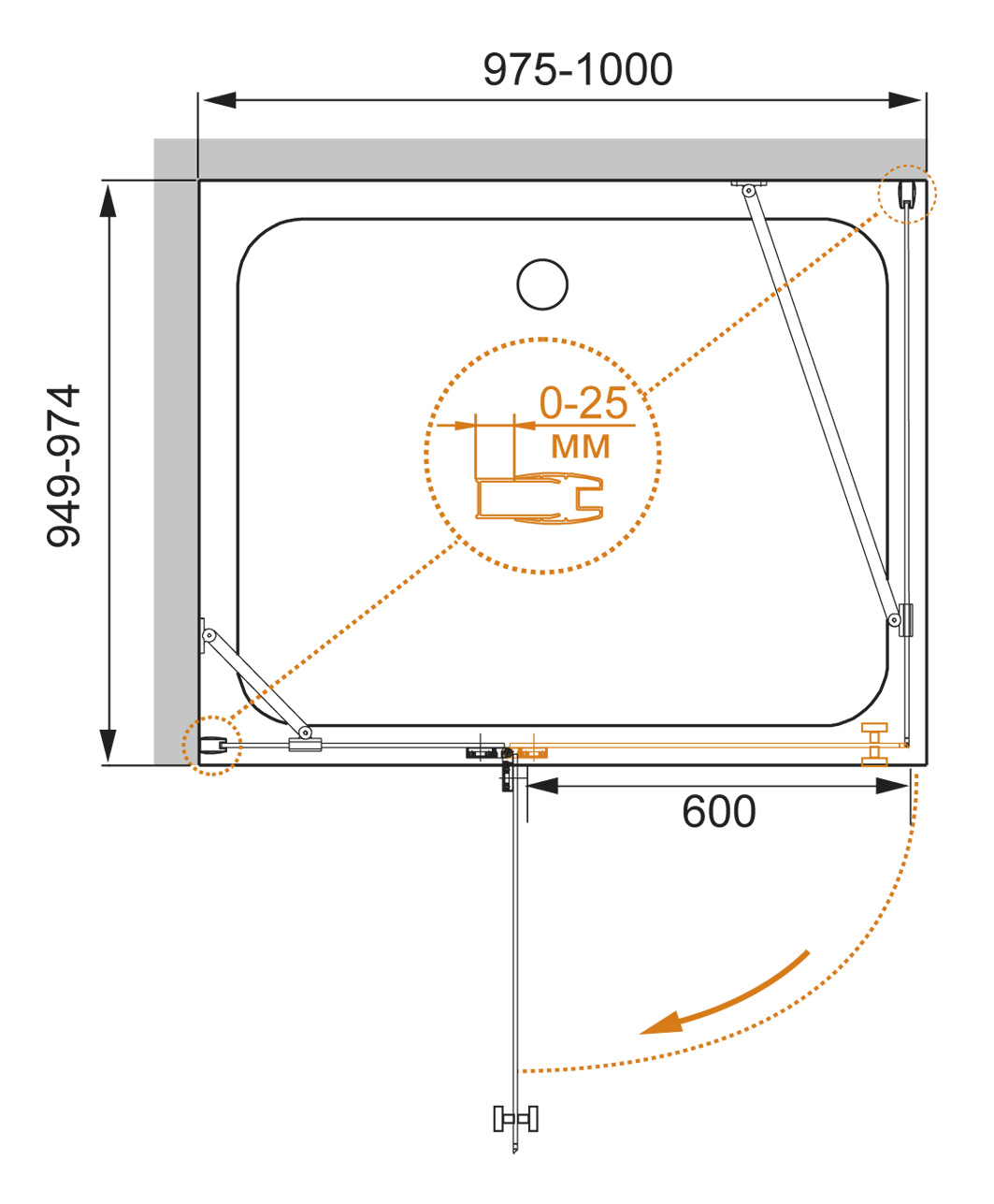 Душевой уголок CEZARES CRYSTAL-S-A-1-100-C-Cr-R - Вид №1