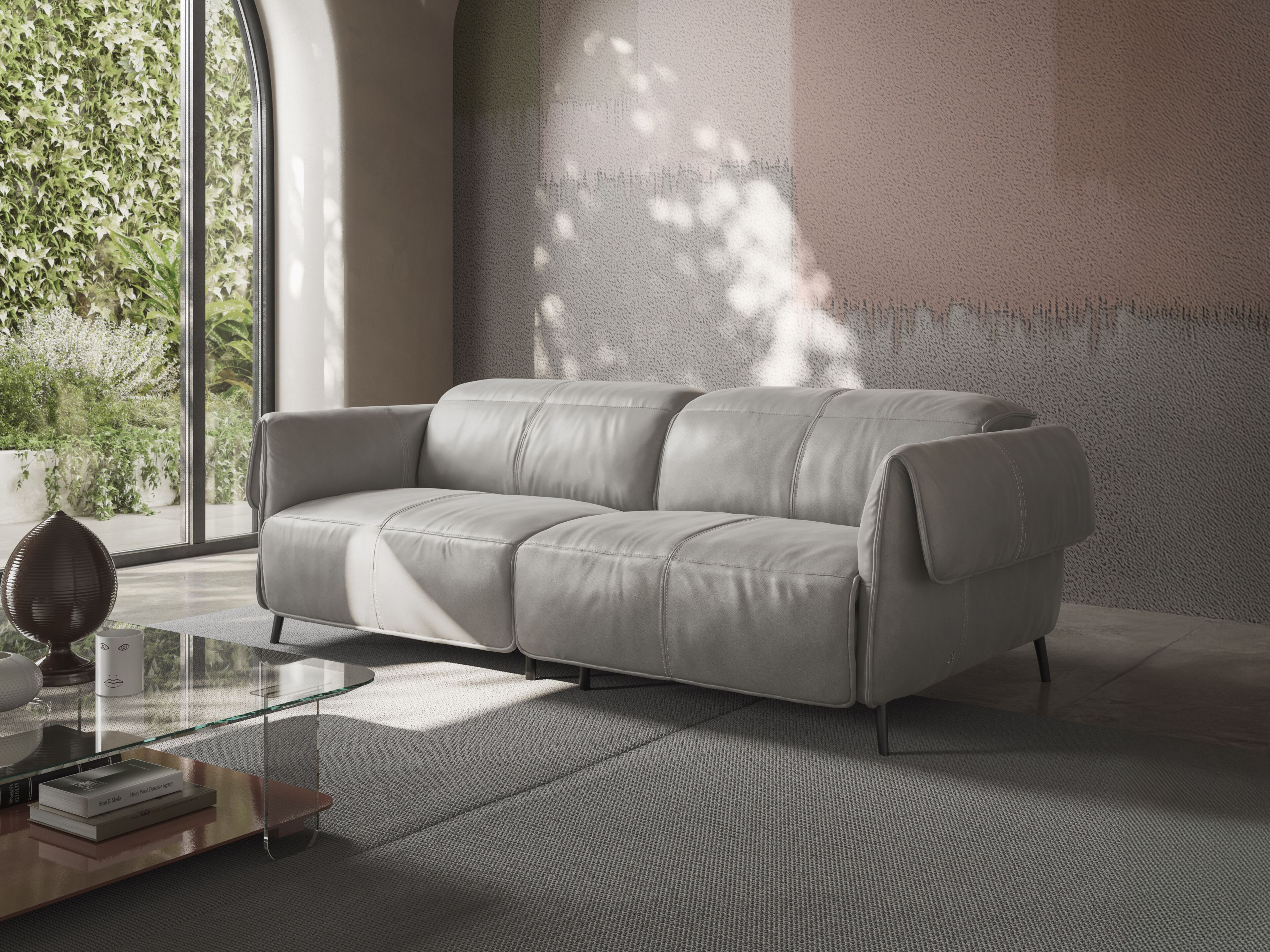 Кожаный диван-кровать с подголовником и подставкой для ног Natuzzi Italia SEAGULL ARCH-00048426 - Вид №3