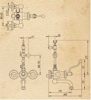 Смеситель MIGLIORE Vivaldi ML.VIV-9902.BR для ванны/душа, бронза  - Вид №1