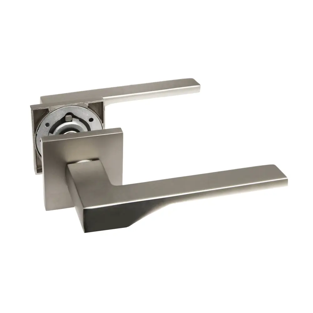 Дверная ручка на розетке KREAFORTA Мюлен без запирания цвет никель STLM-2209286