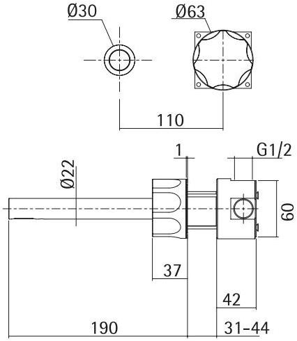 Quadrodesign Смеситель для умывальника настенный Modo sun-id-1485381 - Вид №1