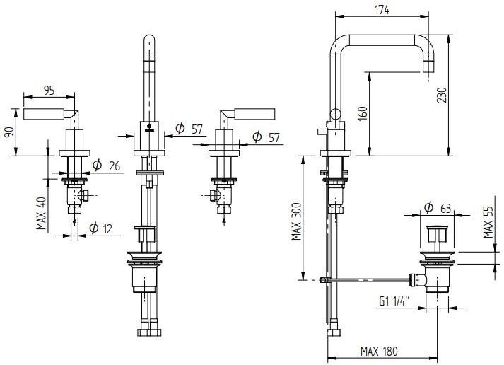 ZAZZERI Смеситель для раковины на 3 отверстия Da-da sun-id-1414482 - Вид №2