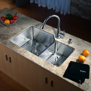 KHU123-32-KPF2220SN-KSD33BN Накладная раковина на столешницу  прямоугольная Krausru