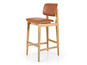 Кожаный барный стул с подставкой для ног