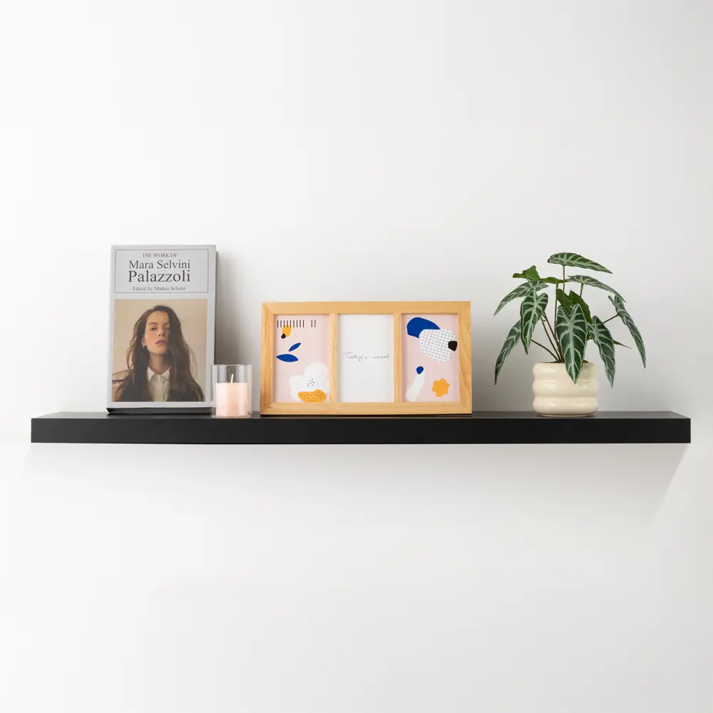 Настенная полка KONSENSA 100x23.5 см со скрытым креплением МДФ цвет черный STLM-2016036 - Вид №7