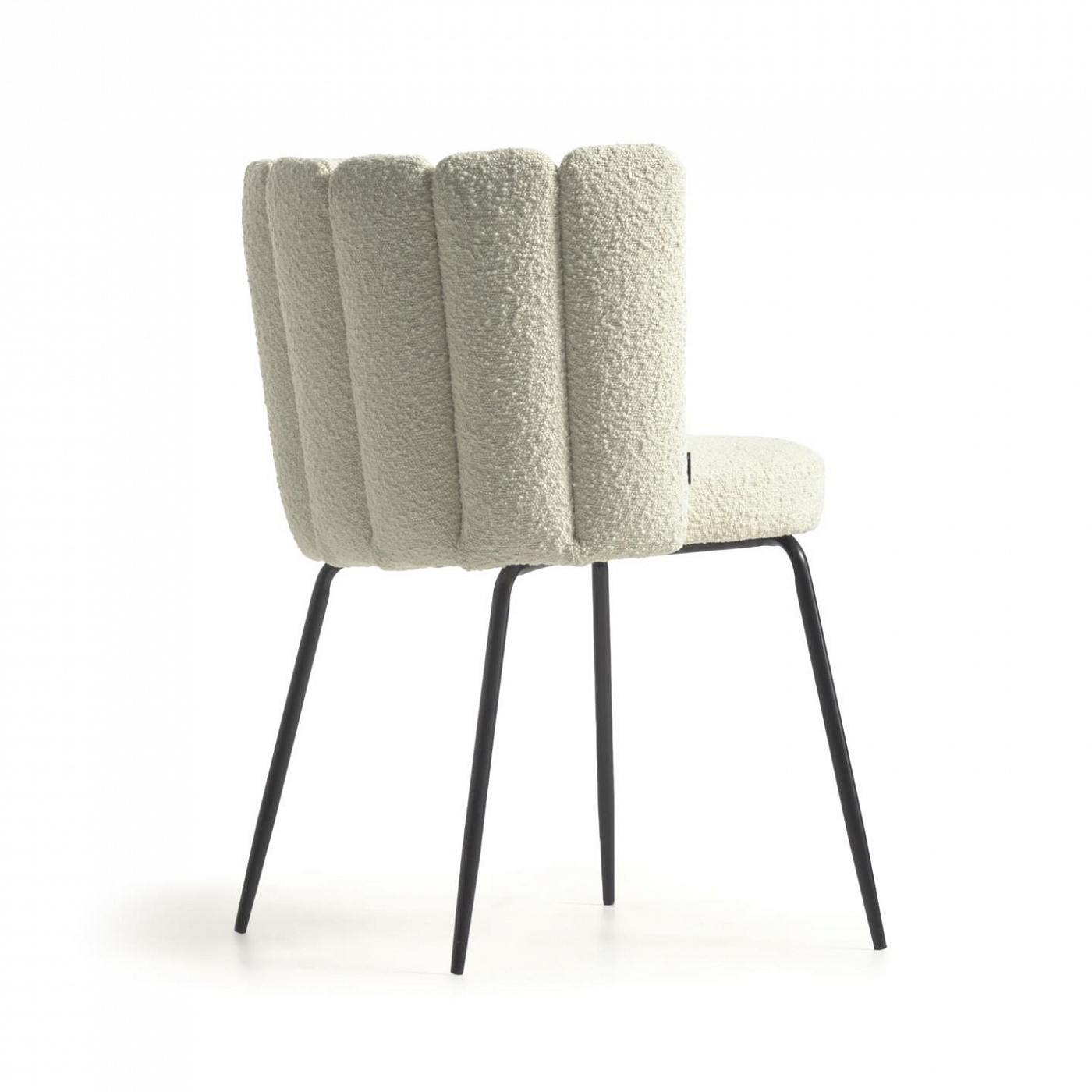 108074 Стул из белой овчины и металла с черной отделкой La Forma Aniela 