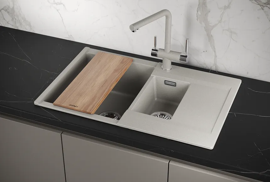ES-7808, БАЗАЛЬТ, кухонная мойка, кварц, ESTETICA GRANULA 7808-ST280