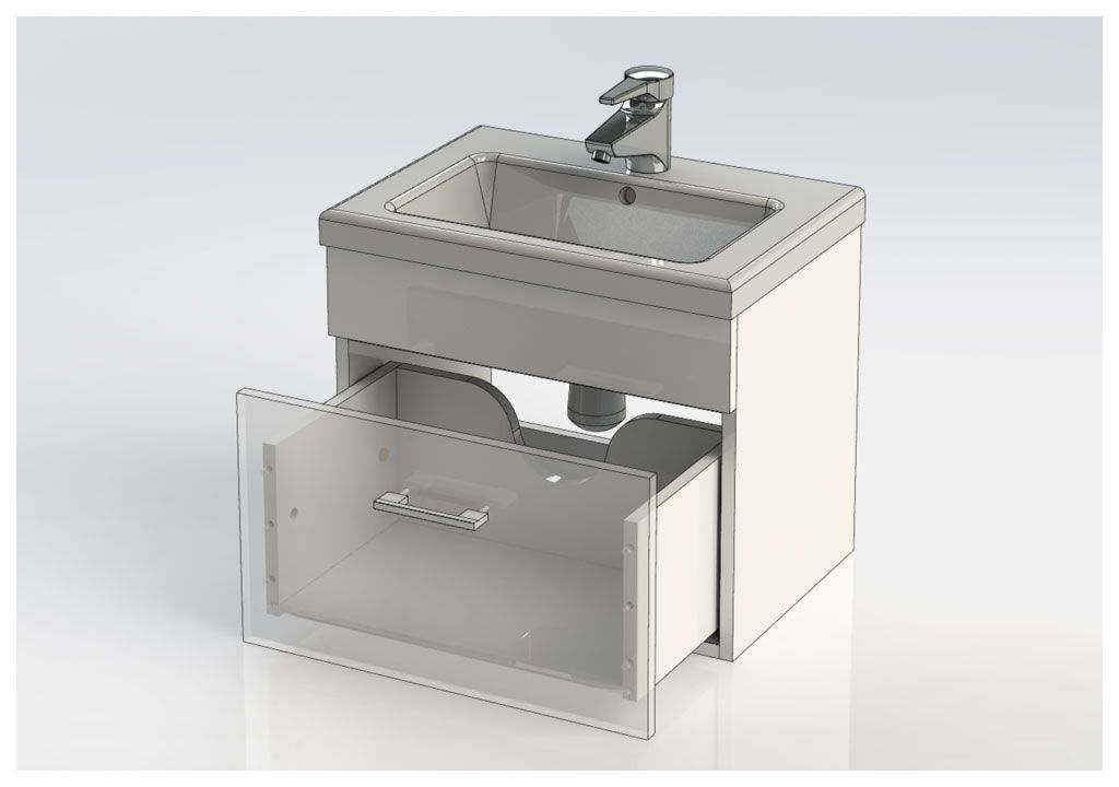 Тумба под раковину Aquanet Верона 50 белый (подвесная 1 ящик) sun-id-275335 - Вид №5