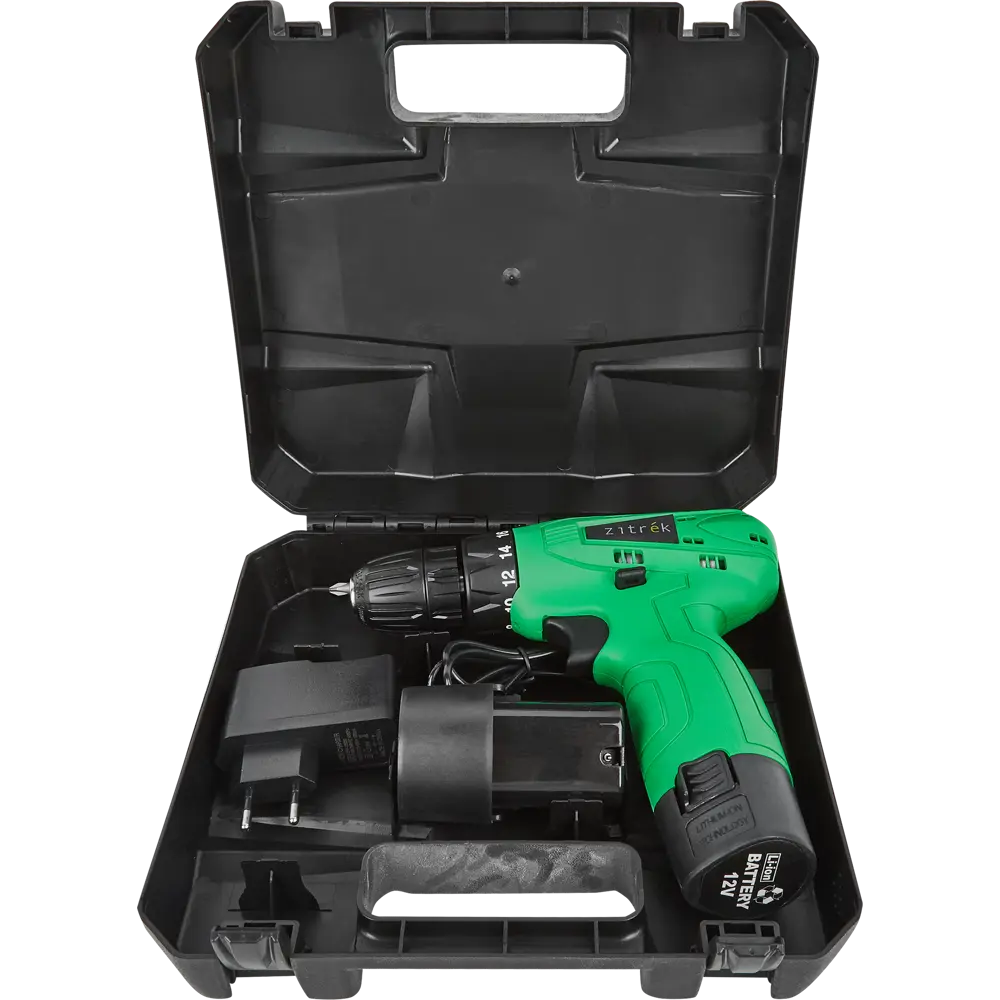Дрель-шуруповерт аккумуляторная Zitrek Green 12-Li, 12 В Li-ion 2x1.5 Ач STLM-2062743 - Вид №5