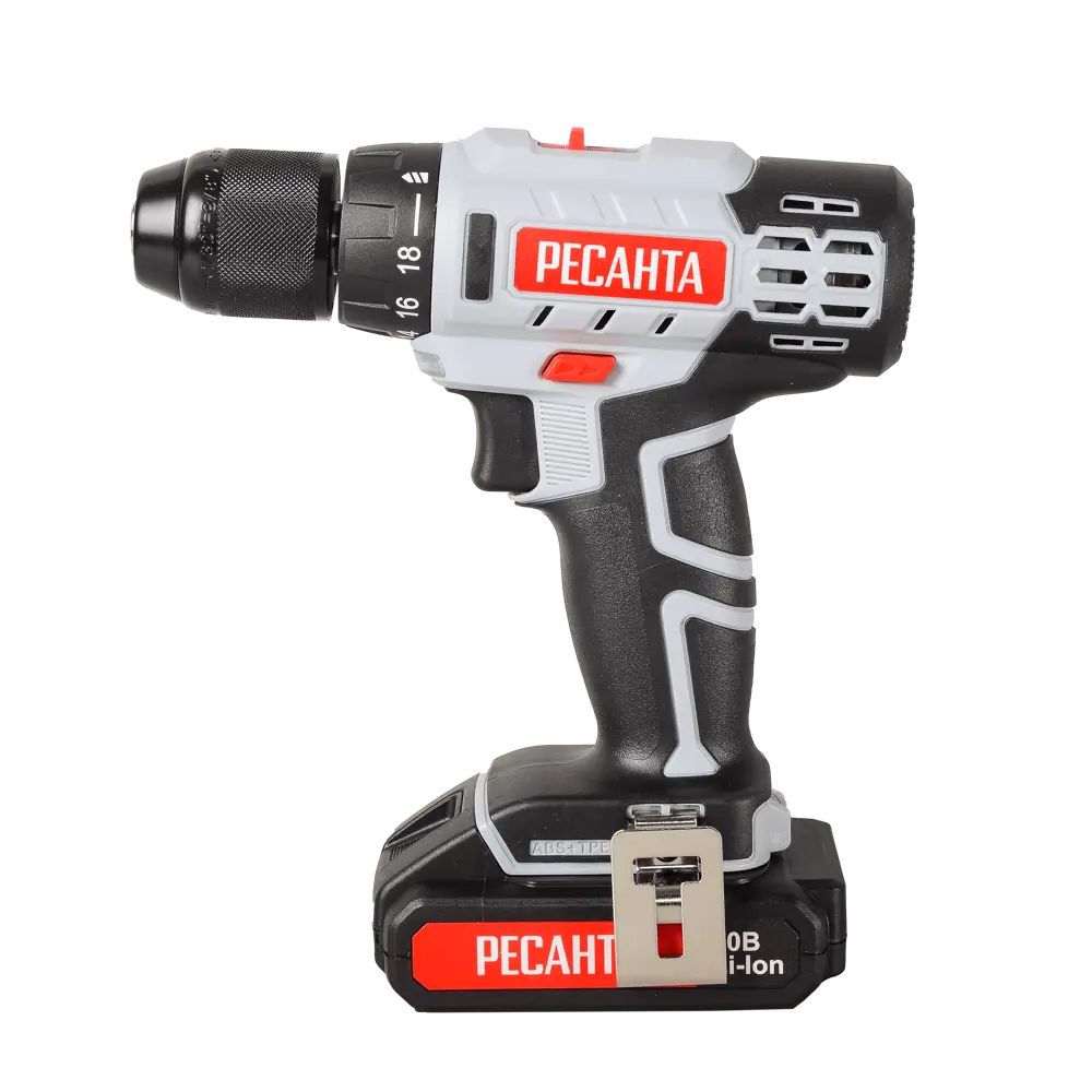 Дрель-шуруповерт аккумуляторная Ресанта ДА-20-2ЛК, 20 В Li-Ion 2x2 Ач STLM-2000753 - Вид №3