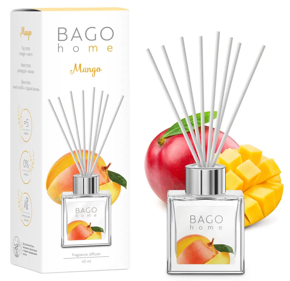 Аромадиффузор Bago home «Манго» с натуральным составом 45 мл 82206239