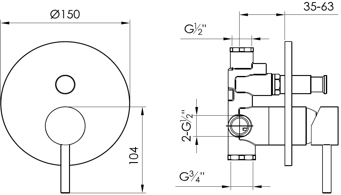 JEE-O Смеситель для душа из нержавеющей стали с переключателем Slimline 800-2200/800-2203 - Вид №2