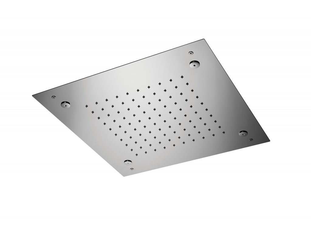888 / 4QPN 430x430 мм. Стальной квадратный потолок для душа, функция дождя и распыления. Bongio Wellness 888/4QPN