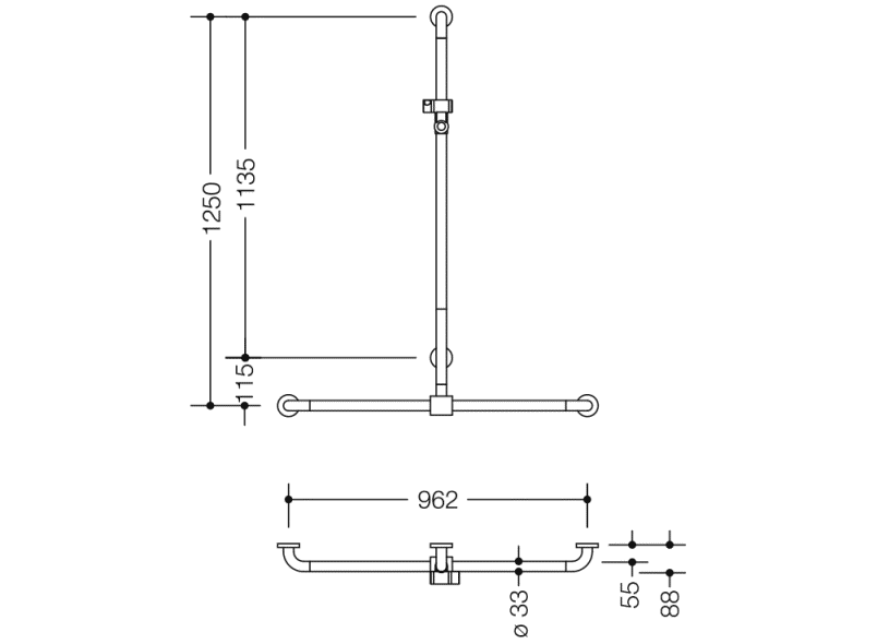 801.35D440 Поручень для душа Active+ с выдвижным держателем для душа HEWI Greifen  - Вид №1