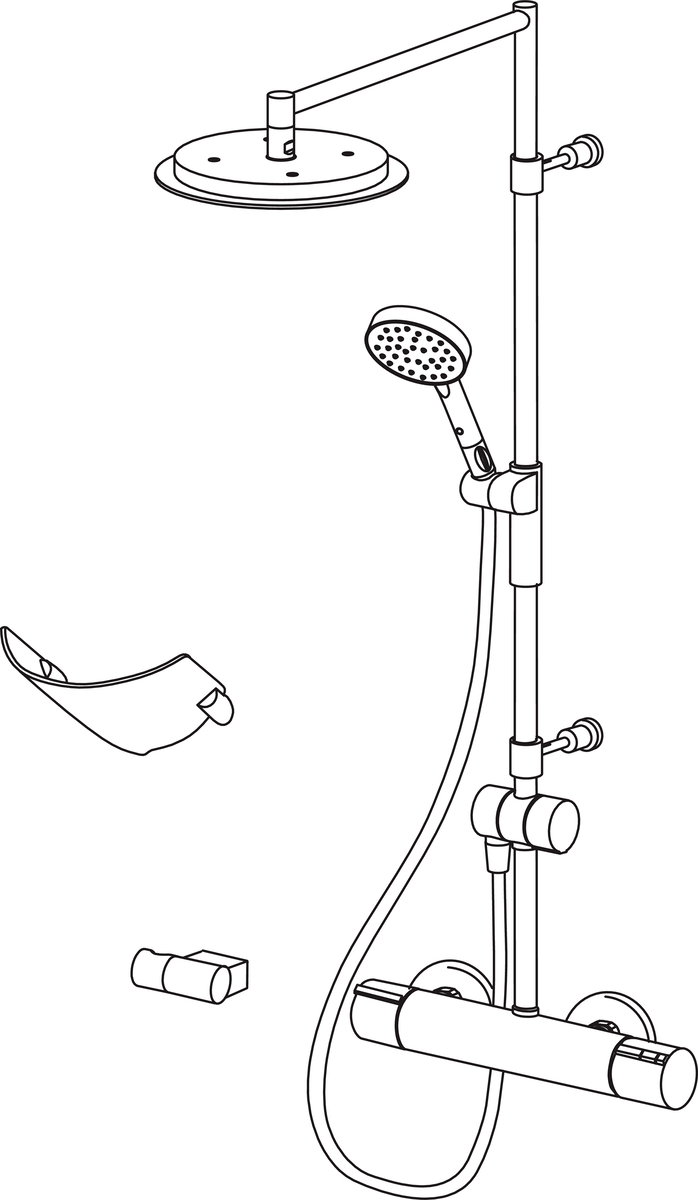 Oras 2892U Смеситель с верхним душем rain shower 2892U Cubista Хром  - Вид №2