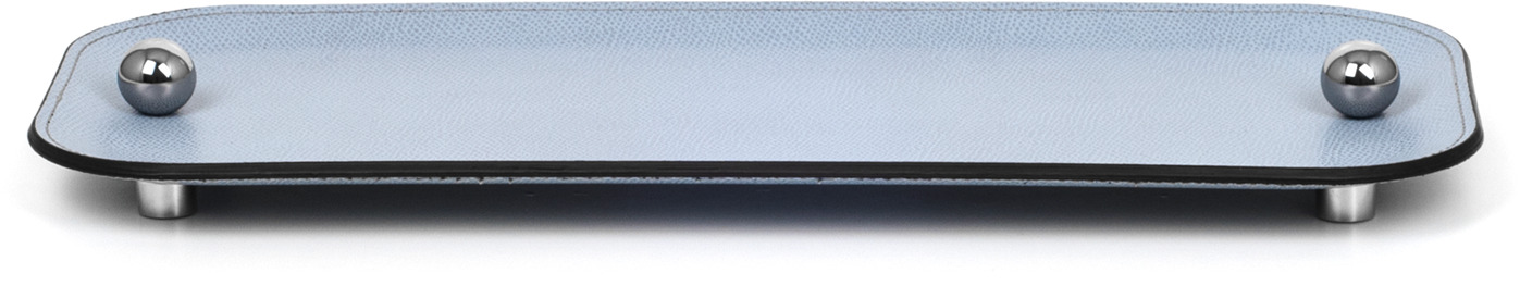 Олимпия Поднос - 25X15 см/металл-хром/зернистая кожа_верблюжий