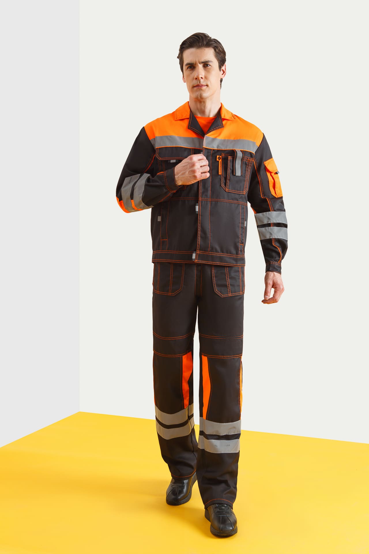 61848 Костюм "Профессионал-2" с СВП черно-оранжевый  Летняя спецодежда  размер 60-62/182-188  - Вид №14