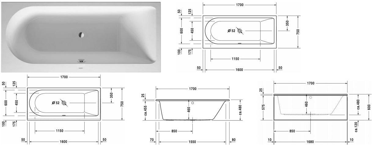 Duravit Прямоугольная встраиваемая акриловая ванна Darling new sun-id-1422078 - Вид №8
