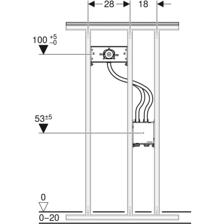 461.146.00.1 Траверса Geberit GIS для электронного встраиваемого в стену смесителя с функциональным блоком для скрытого монтажа Geberit  - Вид №2