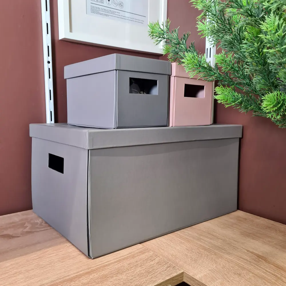 STORIDEA Складная картонная коробка для хранения 40×28×20 см, серая 82861131 STLM-0037299 - Вид №7