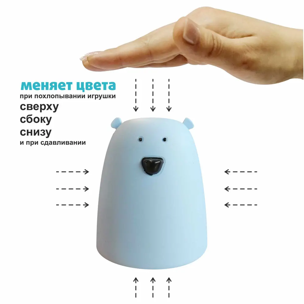 Ночник светодиодный «Мишка», IP44, цвет голубой APEYRON STLM-2075617 - Вид №8