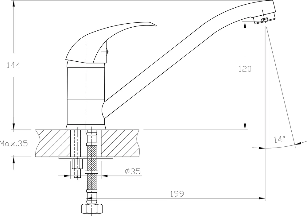 Кухонный смеситель Z-3321 песочный GranFest QUARZ - Вид №1