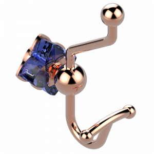 U6B-510A Крючок для халатов двойной Thg-paris Pétale de Cristal, синий хрусталь Розовое золото