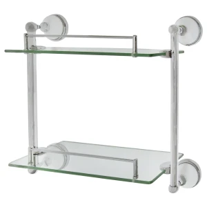 Полка для ванной Brissen Aster двухъярусная прямая цвет хром белый