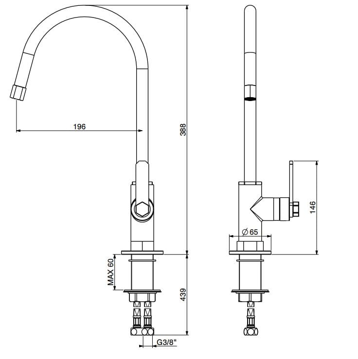Смеситель для кухни с поворотным изливом GATTONI мех ARCH-00084083 - Вид №2