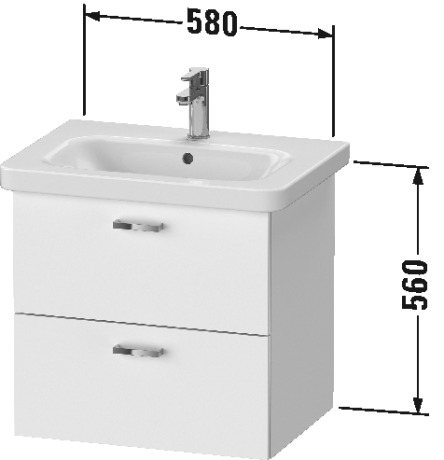 XB619505252 Тумбочка подвесная XBase #XB6195 580 x 448 мм Европейский дуб, декор Duravit  - Вид №1