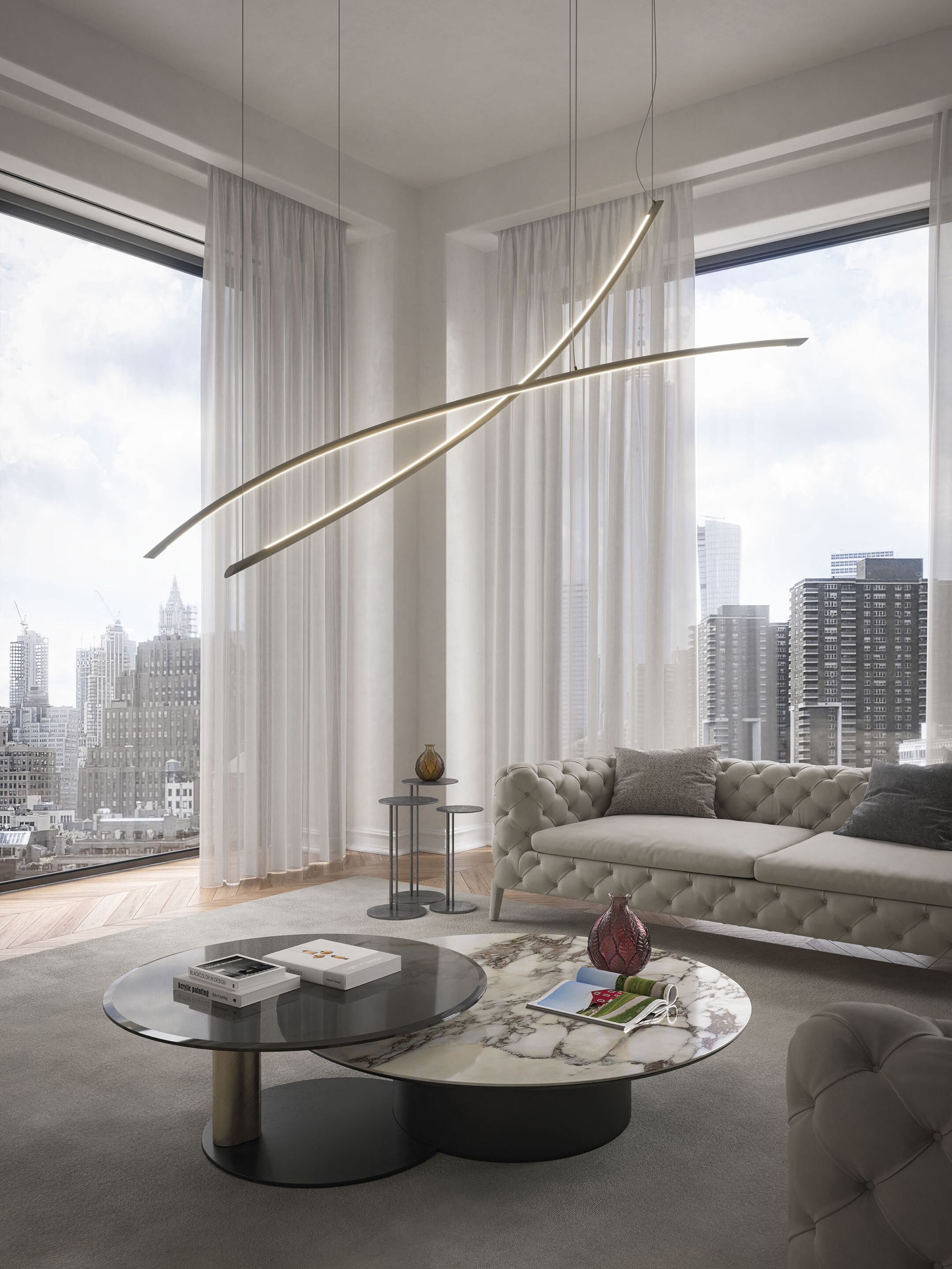 Стальной подвесной светильник Cattelan italia KATANA MAGNUM ARCH-00100070 - Вид №1